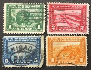 Usa 1913 " San Francisco " Full Stamp Set Of 4 Stamps 1,  2,  5 & 10c