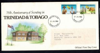 Fdc - 1227 Trinidad & Tobago 1986 Scouting Fdc W Brochure To Meaford,  Ontario