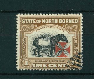North Borneo 1916 1 Cent Stamp Overprinted With Maltese Cross.  Sg 189.