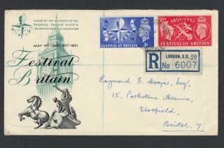 Gb :1951 Festival Of Britain Registered Illustrated Fdc - Liverpool St Station Cds
