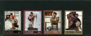 St.  Vincent 2004 Paintings By Norman Rockwell Set Of 4 Stamps Mnh