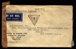 India 1941 Censored Airmail cover to N.  York 2