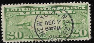 Xsb162 Scott C9 Us Air Mail Stamp 1927 20c Map And Airplanes