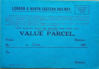 Great Britain 1936 Printing London & North Eastern Railway Value Parcel Envelope