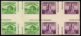 Us Stamps: 766,  767 Farley Blocks 4 Crossed Gutters,  Ngai,  Nhmk