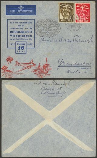 Dutch Indie 1937 - 1st Flight Air Mail Cover To Netherlands - Scout 34822/9