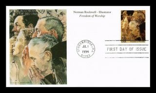 Dr Jim Stamps Us Freedom Of Worship Norman Rockwell First Day Cover Mystic