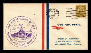 Dr Jim Stamps Us Providence Am 1 First Flight Air Mail Cover Garfield Jersey