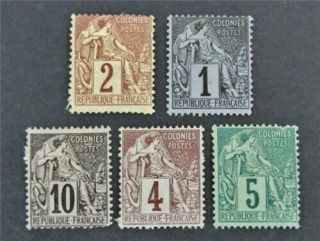 Nystamps French Colonies Stamp 46 - 50 Og H $34
