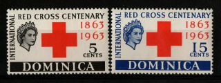 Dominica Q.  E.  Ii Red Cross Stamp (mnh) S.  G.  180,  181