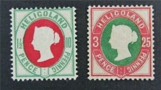 Nystamps British Heligoland Stamp 17.  18a Og H $36 Signed