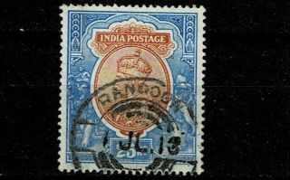 India 1913 25r Orange And Blue