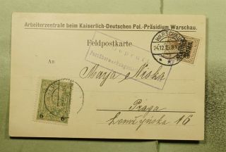 Dr Who 1915 Germany Poland Ovpt Pc To Czechoslovakia Wwi Censored E55872