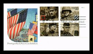 Dr Jim Stamps Us Distinguished American Soldiers First Day Cover Block Of Four