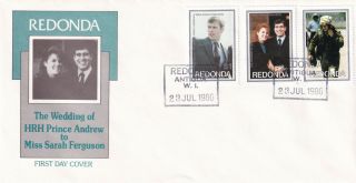 (23368) Redonda Fdc Prince Andrew Fergie Wedding 23 July 1986