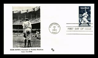 Dr Jim Stamps Us Farewell To Yankee Stadium Babe Ruth Baseball Fdc Cover