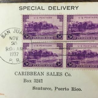 US 801 FDC 1937.  3 cent.  Puerto Rico.  First Siegmund Cachet.  Issued in 1937 4