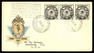 Mayfairstamps Australia National Antarctic Research 3 1/2d Strip Of 3 Fdc 1955 S