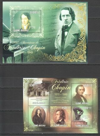 Z537 2010 Guinea - Bissau Music Famous People Composer Frederic Chopin 1kb,  1bl Mnh