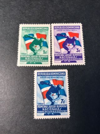 Dominican Republic Sc 326 - 328 Mh Og Sports 1937 National Olympics