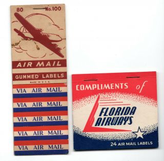 2 Us Airmail Label Booklets Florida Airways Id 1587