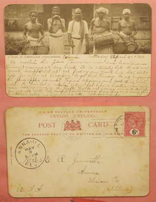 1902 Ceylon Postcard Colombo To Usa