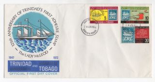 1972 Trinidad & Tobago First Day Cover 1st Adhesive Stamp 125th Anniversary