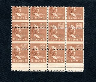U.  S.  Stamp Scott 805 Mnh Og Block Of 12 Missed Perf.