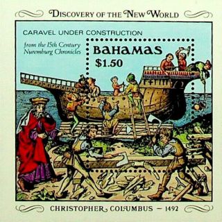 Bahamas Columbus Nuremburg Chronicles Illustration Caravel Extra Fine Sheet