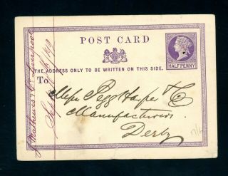 Sloper Arrow Perforated Postmark To Derby (small Tear At Base) (jy591)