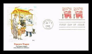Dr Jim Stamps Us Popcorn Wagon Transportation Coil Fdc Cover Pair Chicago