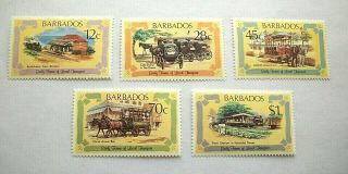 1981 - Mnh - Barbados - Set Of 5 - Sc 538 - 542 - Early Trasportation