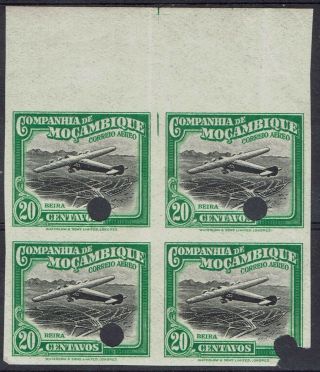 Mozambique Company 1935 Airmail 20c Imperf Proof Block Mnh