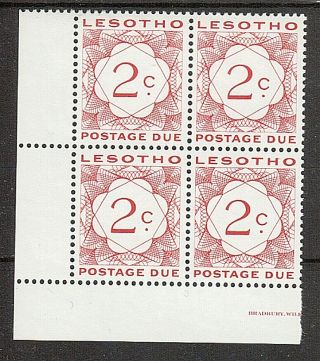 Lesotho:1967:2c Brown Rose & 5c Emerald,  Postage Dues In Blocks Of 4,  Mnh.