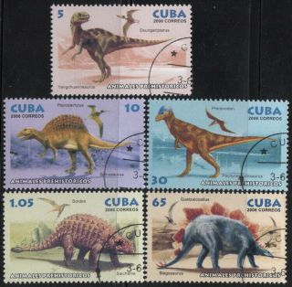 [kuba]prehistoric Animal Dinosaurs Stamps 2006 Total 5 Pic/set （postmark）
