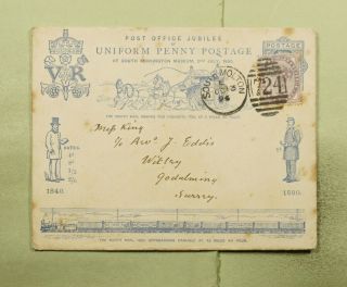 Dr Who 1896 Gb S Molton Fancy Cancel 724 Uniform Penny Post Stationery E40642