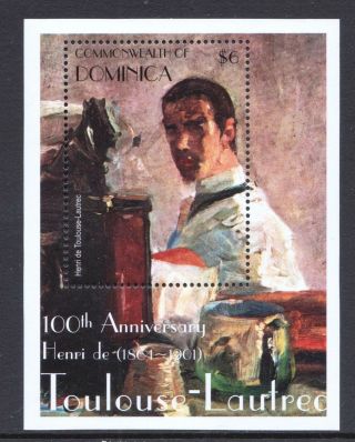 Dominica 2001 Toulouse - Lautrec (artist) Art - Mnh Mini Sheet - Cat £3.  75 - (200)