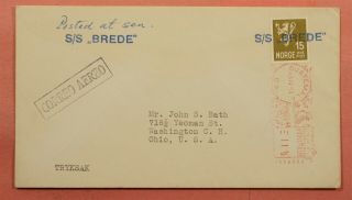 Dr Who 1951 Norway Ss Brede Ship Paquebot Guatemala Meter Airmail 118651