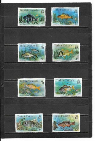 23 Fish Stamps From Turks & Caicos 360 - 74 & 360a - 74a (scott) Mh Cat Value $23.  55