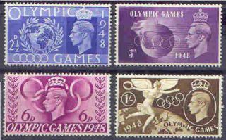 Great Britain 1948 Olympic Games Set (4) Unhinged Sg 495 - 8