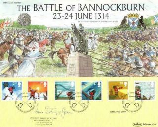 Benham Battle Of Bannockburn Christmas Fdc 2 - 11 - 04 Sgnd Col James Stirling F1