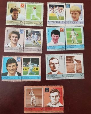 Union Island St Vincent - 1984,  Cricketers (leaders Of The World) Set - Mnh