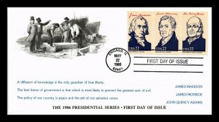 Dr Jim Stamps Us Presidents Madison Monroe Adams Fdc Monarch Cover Combo