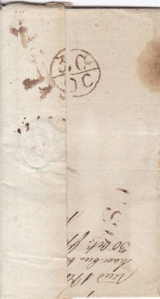 1784 Entire Letter,  London Bishop Mark " 30/oc ",  Usk (mon) Straight Line Cancel