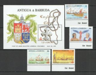 O1519 Antigua & Barbuda Columbus Explorations 1106 - 09 Michel 14 Euro Bl,  Set Mnh