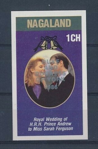 D194461 Royal Wedding Prince Andrew S/s Mnh Nagaland Imperforate Silvr Ovpt
