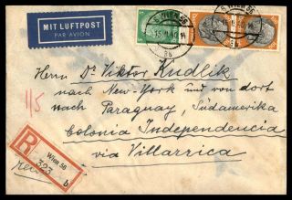 Germany Wien November 15 1940 Registered Censored Air Mail Cover To Paraguay Ar