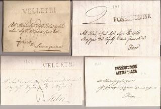 Italy - 1830s - 1860s - 4 Interesting Fl (stampless Covers) - 2 From Fossonerone & 2 Fr