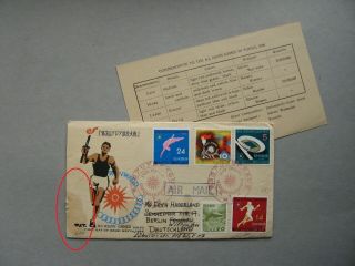 Japan,  Cover Fdc To Germany 1958,  3rd Asian Games,  Sport Athletics