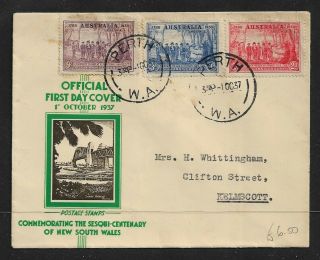 Australia 1937 Nsw Complete Set On First Day Cover - (jul 131)